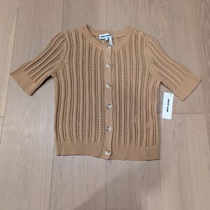 Tan Knit Button-Up Sweater